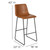 Flash Furniture 2-ET-ER18345-30-LB-GG 300 Lbs. Light Brown LeatherSoft Seat and Back Bar Stool