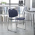 Flash Furniture RUT-188-NY-GG Navy Blue Polypropylene Seat and Back Black Powder Coated Metal Sled Base Frame Hercules Series Ultra Compact Stacking Chair