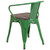 Flash Furniture CH-31270-GN-WD-GG 500 Lbs. Green Galvanized Steel Bistro Style Stacking Armchair