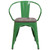 Flash Furniture CH-31270-GN-WD-GG 500 Lbs. Green Galvanized Steel Bistro Style Stacking Armchair