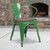 Flash Furniture CH-31270-GN-WD-GG 500 Lbs. Green Galvanized Steel Bistro Style Stacking Armchair