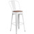 Flash Furniture CH-31320-30GB-WH-WD-GG 500 Lbs. White Galvanized Steel Slat Back Bar Stool