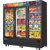 Everest Refrigeration EMGF69B 69 Cu. Ft. Black Coated Steel Three-Section (3) Glass Hinged Self-Closing Doors Reach-In Glass Door Merchandiser Freezer - 115 Volts
