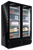 Akita AGM-43 41.7 Cu. Ft. Black 2 Hinged Glass Doors Two-Section Refrigerated Merchandiser - 115 Volts