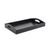 FOH RRT014BKL21 16" W x 11" D x 2.75" H Black Faux Leather Rectangular Tray with Handle
