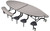 National Public Seating METSB 45" W Oval 14 Gauge Steel Elliptical Mobile Cafeteria Table with Stools and Benches