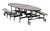 National Public Seating METSB 45" W Oval 14 Gauge Steel Elliptical Mobile Cafeteria Table with Stools and Benches