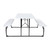 Flash Furniture RB-EBB-1470FD-WH-GG 53.75" W x 58.25" D x 28.25" H White Plastic Top with Steel Frame Insta-Fold Folding Picnic Table & Benches