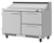 Turbo Air PST-48-D2R(L)-FB-N 11.1 Cu. Ft. Two-Section One Door and Two Drawer PRO Series Sandwich or Salad Prep Table - 115 Volts