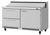 Turbo Air PST-60-D2R(L)-FB-N 14.8 Cu. Ft. Two-Section One Door and Two Drawer PRO Series Sandwich or Salad Prep Table - 115 Volts