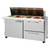 Turbo Air PST-60-24-D2R(L)-N 17 Cu. Ft. Two-Section Stainless Steel PRO Series Mega Top Sandwich or Salad Prep Table - 115 Volts