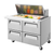 Turbo Air TST-48SD-18-D4-N 15 Cu. Ft. Two-Section Stainless Steel Super Deluxe Sandwich or Salad Mega Top Unit - 115 Volts