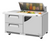 Turbo Air TST-60SD-18M-D2R(L)-FB-N(-LW) 14.8 Cu. Ft. Two-Section Stainless Steel Super Deluxe Sandwich or Salad Mega Top Unit with Slide-Back Lid - 115 Volts