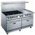 Dukers DCR60-6B24GM 60" W Natural Gas Stainless Steel Exterior 12” X 12” Removable Cast Iron Top Grates Gas Range - 324,000 BTU