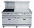 Dukers DCR60-4B36GM 60" W Natural Gas Stainless Steel Exterior 12” X 12” Removable Cast Iron Top Grates Gas Range - 286,000 BTU
