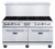 Dukers DCR60-10B 60" W Natural Gas Stainless Steel Exterior 12” X 12” Removable Cast Iron Top Grates Gas Range - 400,000 BTU