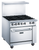 Dukers DCR36-6B 36" W Natural Gas Stainless Steel Exterior 12” X 12” Removable Cast Iron Top Grates Gas Range - 233,000 BTU