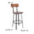 Flash Furniture XU-DG-60582B-GG Walnut Beechwood Seat Steel Frame Gray Powder Coat Finish Flint Series Restaurant Bar Stool