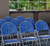 National Public Seating 1105 1100 Series 18.5" W Blue Plastic Deluxe Fan Back Folding Chair