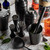TableCraft Products 10552 3.5" W x 8" H 18 Oz. 3-Piece Black Acid Etch Finish Stainless Steel Cocktail Shaker