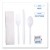 Essendant BWKFKTNSMWPSWH 11.42" W White Plastic Six-Piece Cutlery Kit Mediumweight Fork Knife Napkin Pepper Salt and Spoon - 250 per Carton