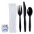 Essendant BWKFKTNSMWPSBLA 11.42" W Black Plastic Six-Piece Cutlery Kit Mediumweight Fork Knife Napkin Pepper Salt and Spoon - 250 per Carton