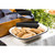 TableCraft Products 80014  9 3/8" W x 7" D x 2" H Rectangular Vitreous Porcelain Enamel Coated Steel Creamy White With Black Rim Enamelware Collection Serving Pan