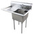 Omcan USA 25263 Stainless Steel 8" Center Faucet Holes Left Drain Board Pot Sink