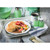 TableCraft Products 80012 16" x 11 1/2" x 1 1/2" Rectangular Vitreous Porcelain Enamel Coated Steel Creamy White With Black Enamelware Collection Serving Tray