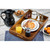 TableCraft Products 80013 7 3/4" W x 5 3/4" D x 1 3/4" H Rectangular Vitreous Porcelain Enamel Coated Steel Creamy White With Black Rim Enamelware Collection Serving Pan