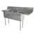 Omcan USA 43757 48.5" W Stainless Steel 18 Gauge Three Compartment with Drainboards Pot Sink