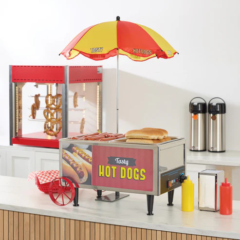 Winco 60072 60 Hot Dog / 30 Bun Mini Hot Dog Cart - 120V 1200W