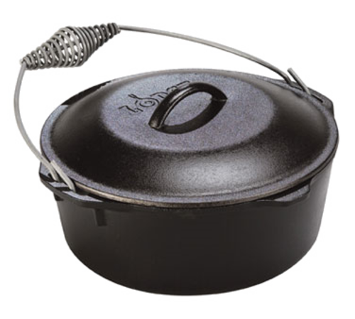 Lodge L12DO3 9 Qt. Black Cast Iron Round Dutch Oven with Cover and
