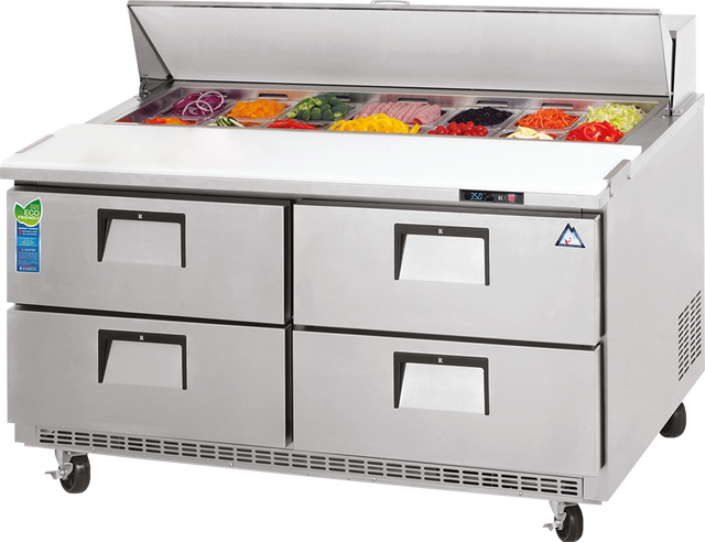 Everest Refrigeration EPBNR2-D4 47.5" W Two-Section Drawered Sandwich Prep Table
