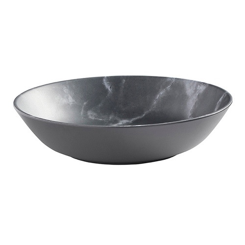 American Metalcraft 36 Oz. Round Matte Marble Grey Melamine Bowl - Thumbnail 2