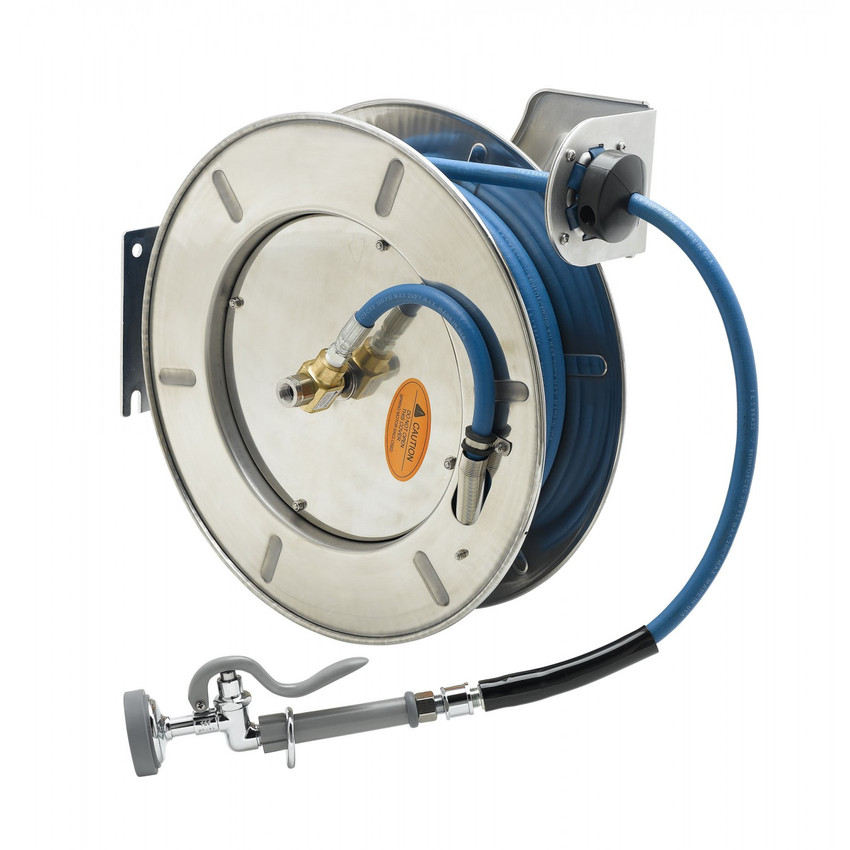 Encore® Hose Reel with 30 ft. Hose, Open Stainless Steel Reel Assembly,  3/8 NPT Inlet and 3.3 gpm Spray Valve