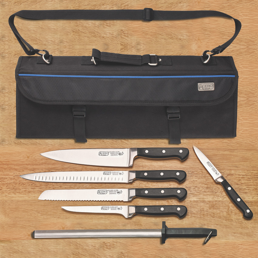 Winco KFP-KITA 7-Piece Acero Knife Bag Set