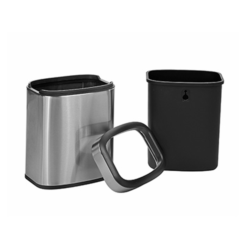 40 LITER / 10.5 GAL SLIM BRUSHED STAINLESS STEEL OPEN TRASH CAN DUAL  COMPARTMENT – Alpine