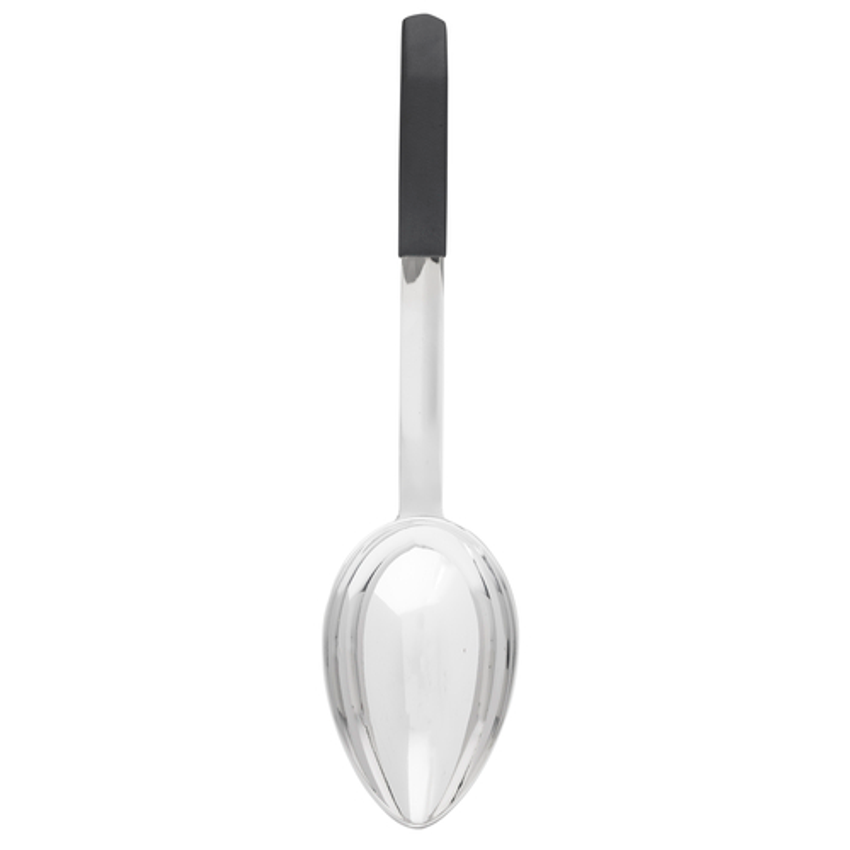 Tablecraft Black Silicone Slotted Spatula with Stainless Steel Handle - 14L