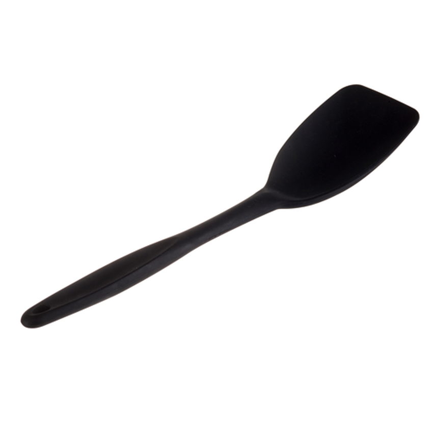 Tablecraft Black Silicone Slotted Spatula with Stainless Steel Handle - 14L