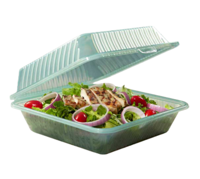 G.E.T. EC-16-JA Eco-Takeouts 3-Compartment Carryout Container - Dozen, Green