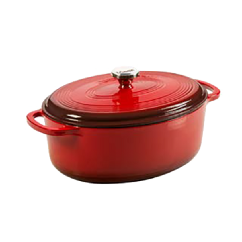 Lodge EC7OD43 7 Qt. Red Porcelain Enameled Cast Iron Oval Dutch Oven with  Cover - Culinary Depot