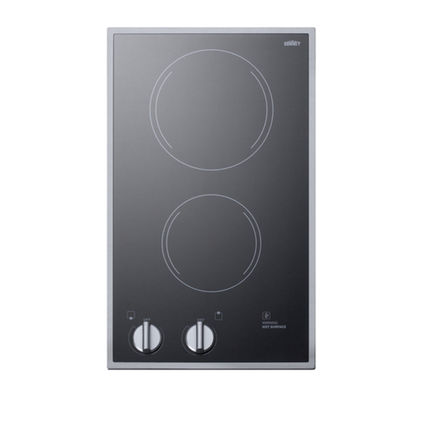 Summit CR2B22ST Black Eurokera Two Burner Electric Radiant Cooktop - 230  Volts