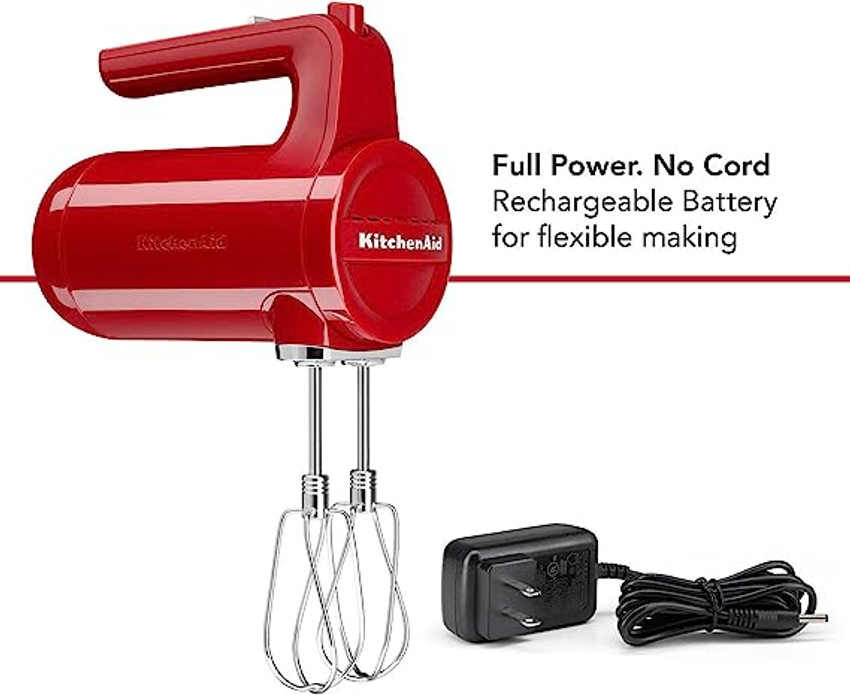 KitchenAid KHM512ER Ultra Power Empire Red 5 Speed Hand Mixer with  Stainless Steel Turbo Beaters - 120V