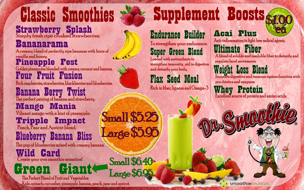 smoothie menu