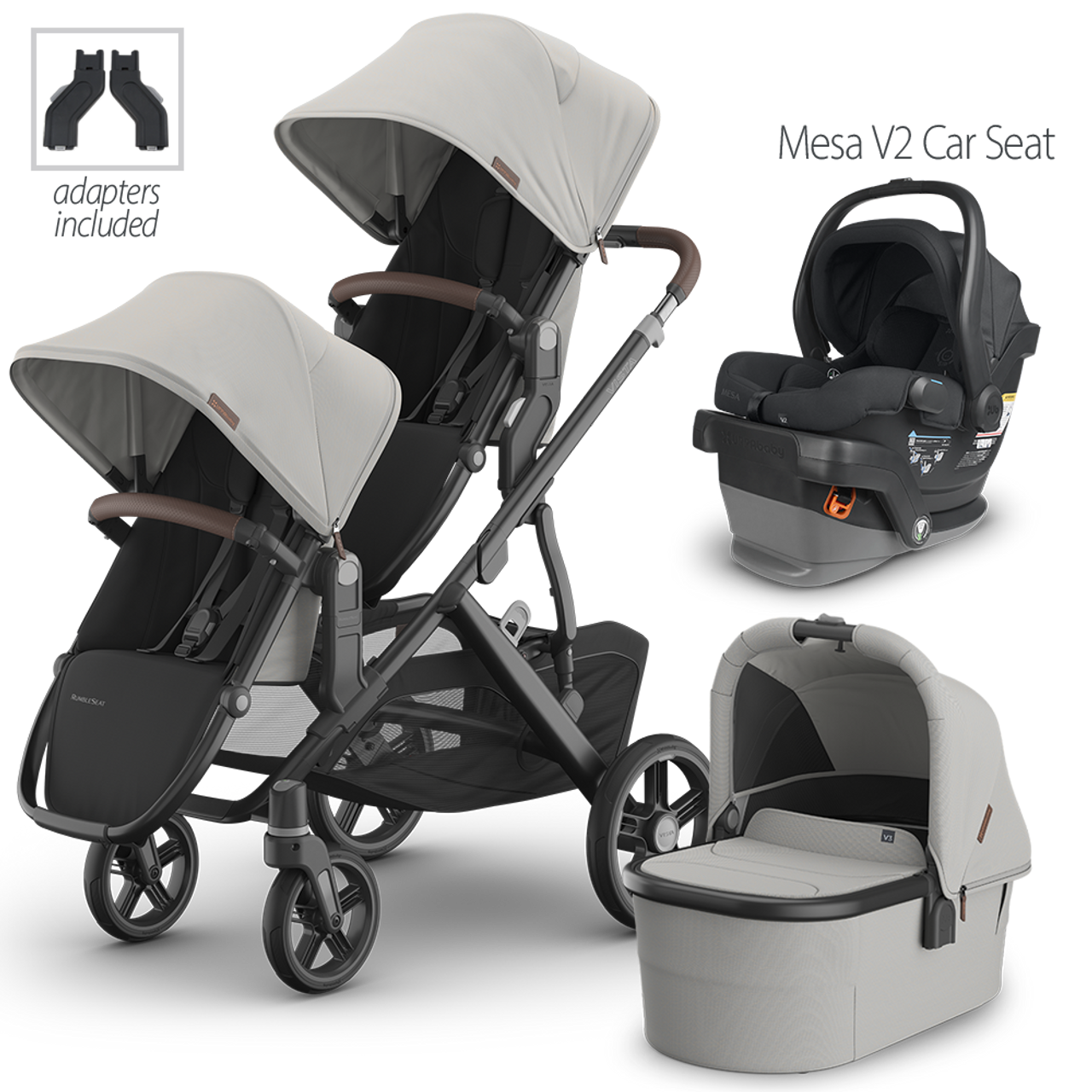 UPPAbaby Vista V3 Double Stroller with Aria or Mesa V2 Car