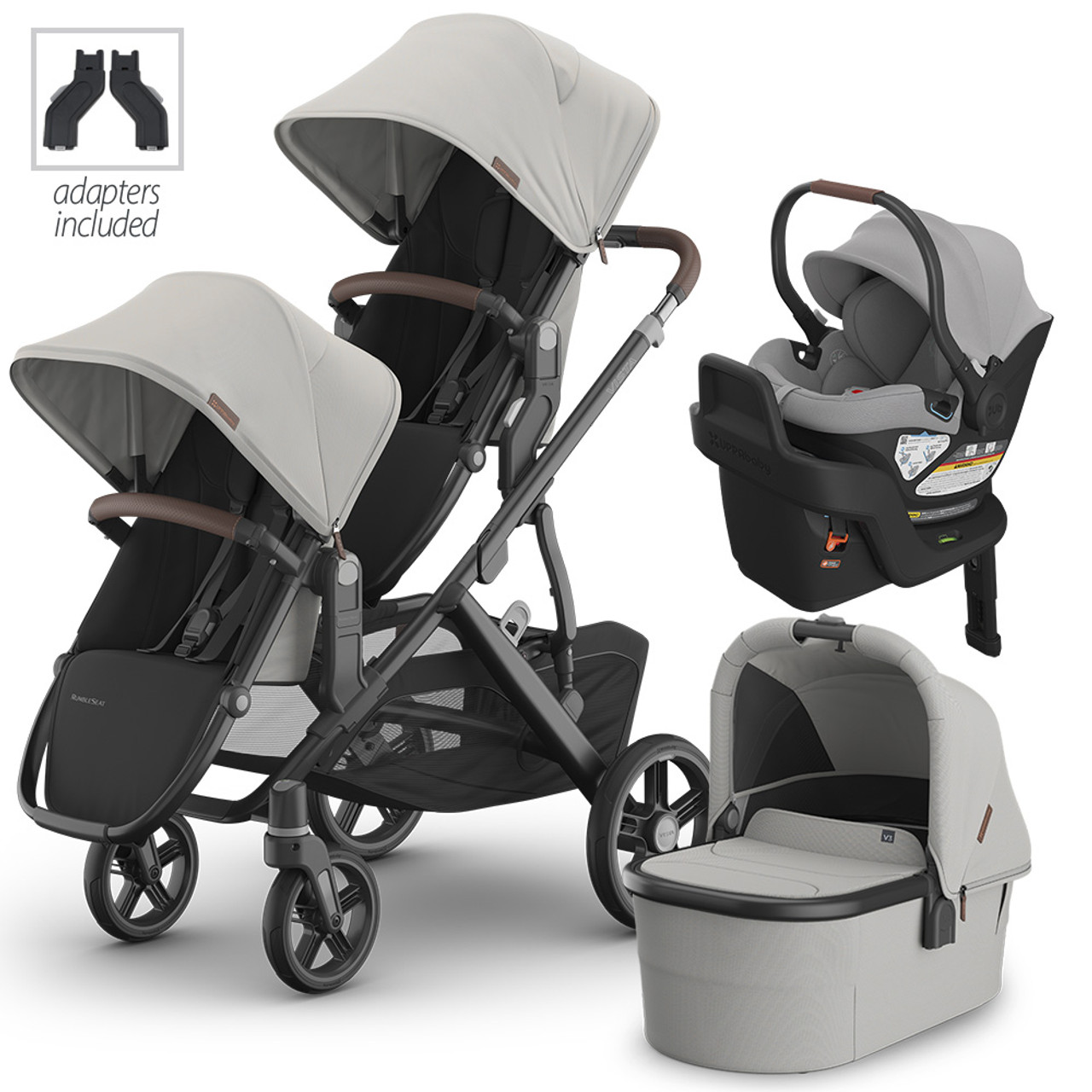 UPPAbaby Vista V3 Double Stroller with Aria or Mesa V2 Car Seat