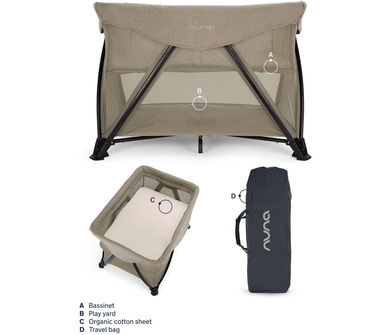 Nuna SENA Aire Play Yard and Zip-off Bassinet1
