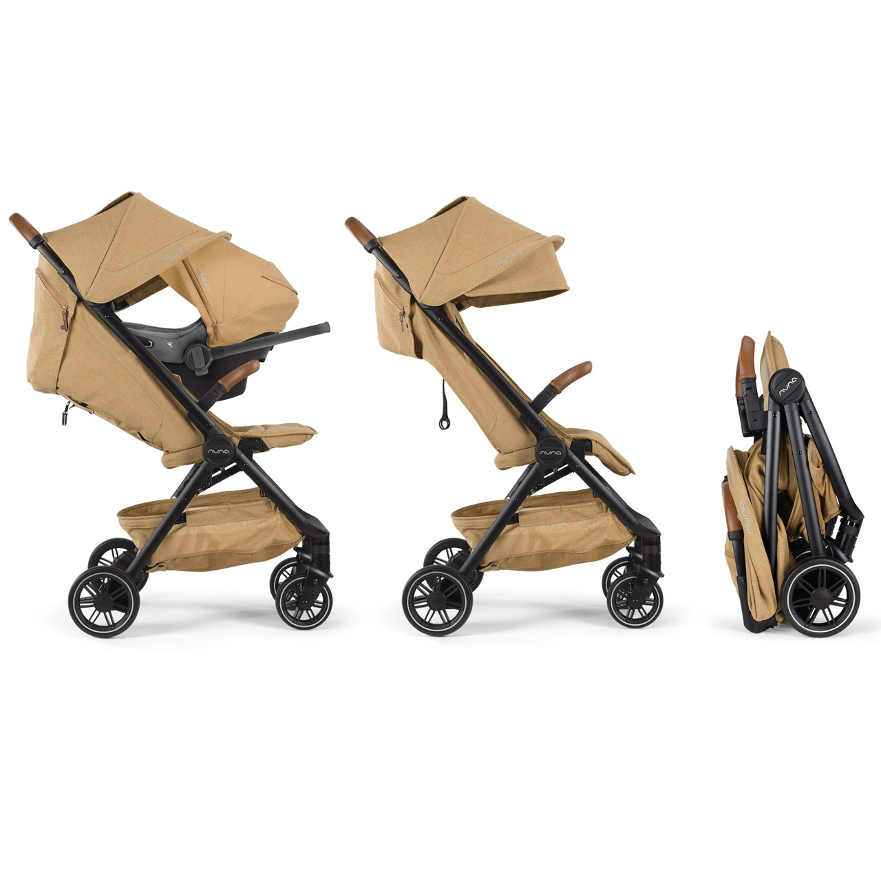 Nuna trvl LIght Brown Compact Lightweight Travel Baby Stroller +