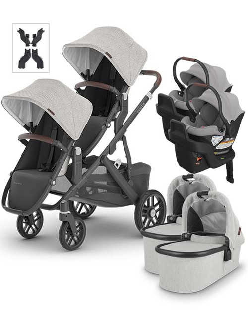 UPPAbaby Vista V2 Double Stroller for TWINS + 2 ARIA Car Seats